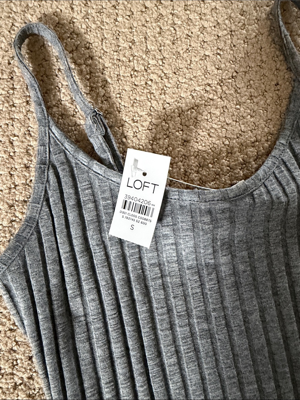 LOFT Gray Ribbed Cardigan & Matching Tank Set - Picture 5 of 5